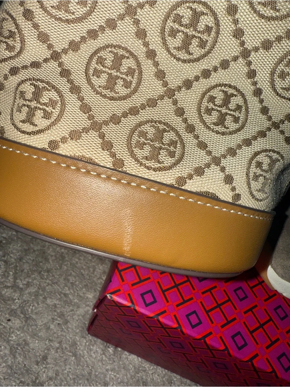 Tory Burch Logo Suede & Canvas Sneakers & matching bucket-bag. Dust-bag too.